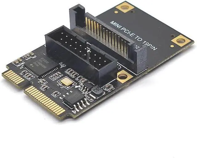 Alt view image 4 of 5 - Mini PCI-E to USB 3.2 Gen1 19-Pin Dual-Port Expansion Card 5Gbps Adapter Support Half-Height Bracket, Compatible with Windows/Linux (SATA Power Port)