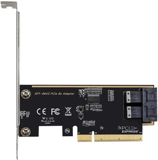 Main image of PCIe 3.0 x16 to U.2 (SFF-8643) NVMe Expansion Card  4/2/1 Port Adapter for U.2 SSDs, Compatible with PCIe x8/x16 Slots (2 Ports)