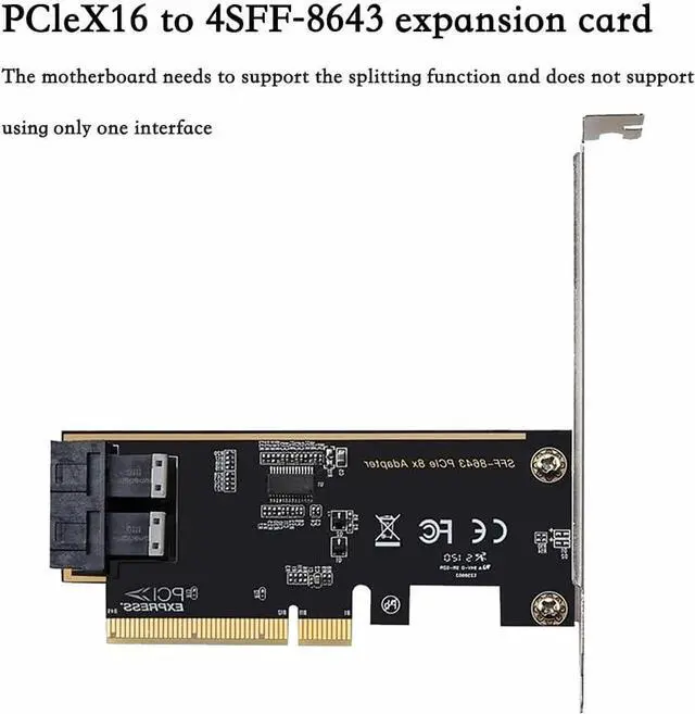 Alt view image 3 of 5 - PCIe 3.0 x16 to U.2 (SFF-8643) NVMe Expansion Card  4/2/1 Port Adapter for U.2 SSDs, Compatible with PCIe x8/x16 Slots (2 Ports)