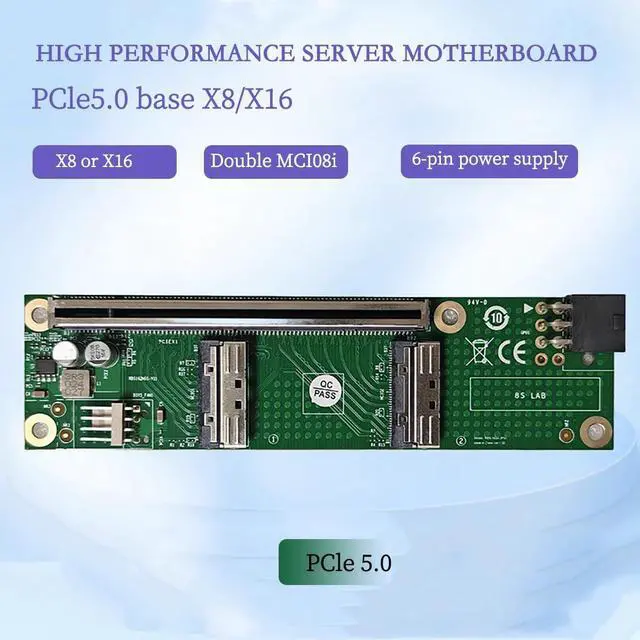 Alt view image 3 of 7 - PCIe 5.0 x16 to Dual MCIO 8i Adapter Splitter Card/with Full-Speed Base / 50cm MCIO Cable \u2013 External GPU Expansion, High-Speed Data Transfer (MCIO Kit with 2 * 50CM Cable)