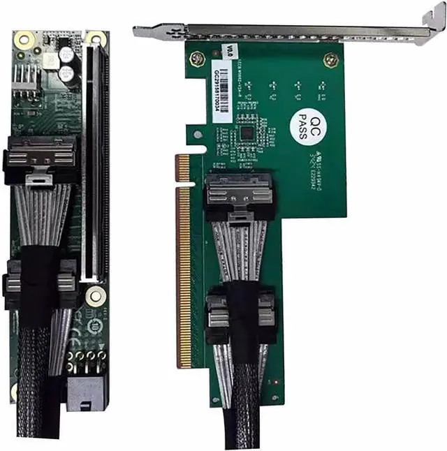 Alt view image 2 of 7 - PCIe 5.0 x16 to Dual MCIO 8i Adapter Splitter Card/with Full-Speed Base / 50cm MCIO Cable \u2013 External GPU Expansion, High-Speed Data Transfer (MCIO Kit with 2 * 50CM Cable)
