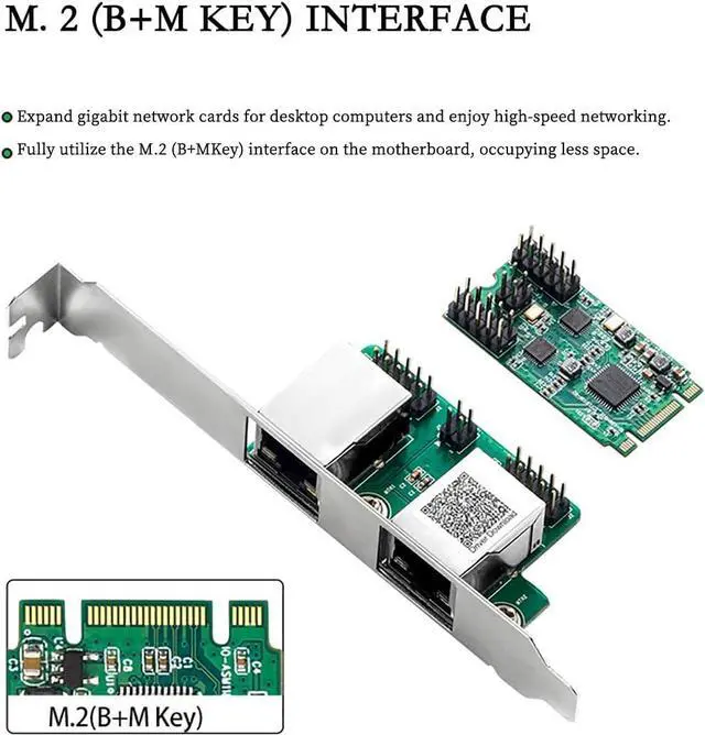 Alt view image 5 of 7 - M.2 B+M Key to Dual RJ45 Port Gigabit Ethernet Network Card  Desktop Industrial Server Adapter | RTL8111H Chipset