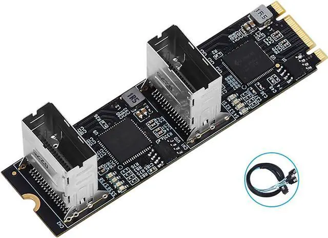 Main image of PCIe 3.0 M.2 B+M Key to 8-Port SATA3 6Gbps Expansion Card  Dual Mini-SAS Connectors, RAID Support for Desktop/Server