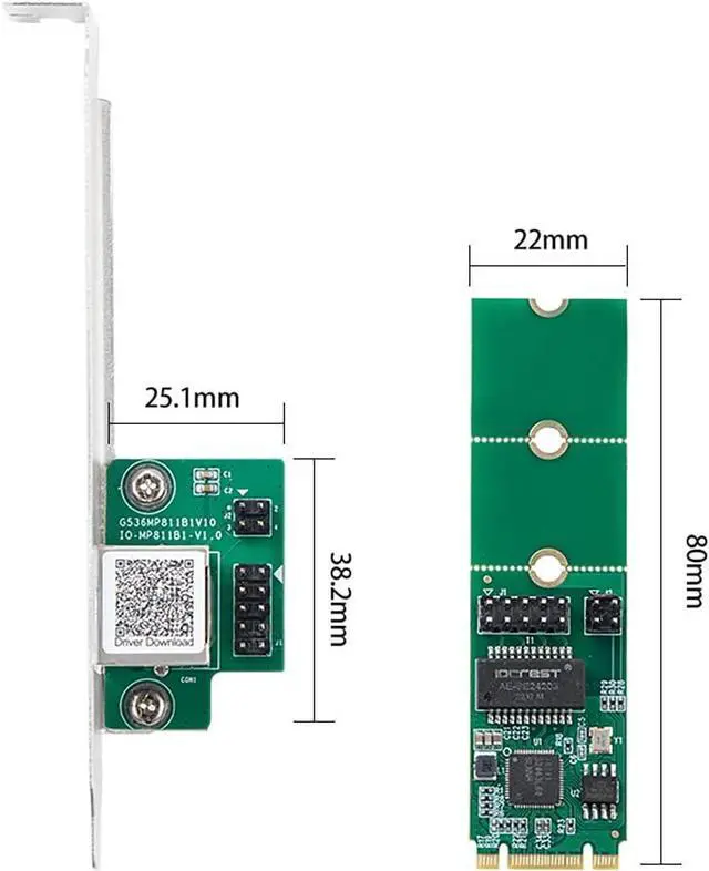 Alt view image 4 of 7 - IO-M2F225-GLAN 2.5G Single-Port Ethernet Net Work Card  I225 Chipset, M.2 B+M Key to RJ45 Adapter, for Desktop Gaming & Workstation Use