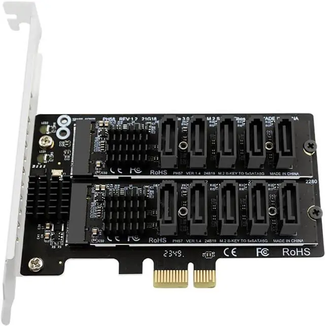 Main image of PH58+PH57 PCIE3.0 X1 to M.2 10Port SATA 6G Expansion Card 6Gbps Support PCI-E X1 X4 X8 X16 Slot