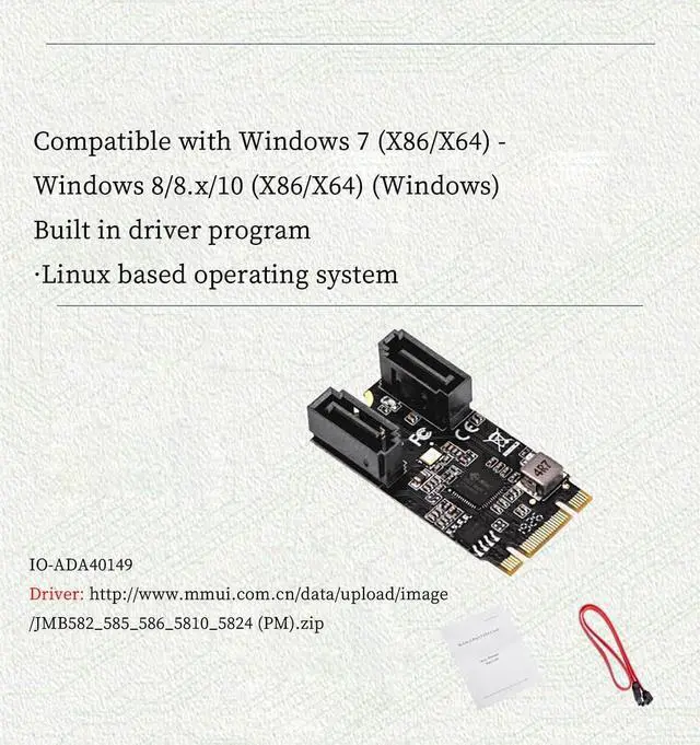 Alt view image 4 of 7 - IO-ADA40149 M.2 B+MKey to 2Port SATA3 6G Expansion Card PCIE3.0 M.2 NVME SSD Hard Drive Adapter Supports AHCI Mode and IDE Programming Interface