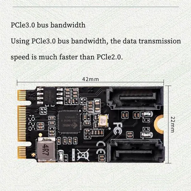 Alt view image 7 of 7 - IO-ADA40149 M.2 B+MKey to 2Port SATA3 6G Expansion Card PCIE3.0 M.2 NVME SSD Hard Drive Adapter Supports AHCI Mode and IDE Programming Interface