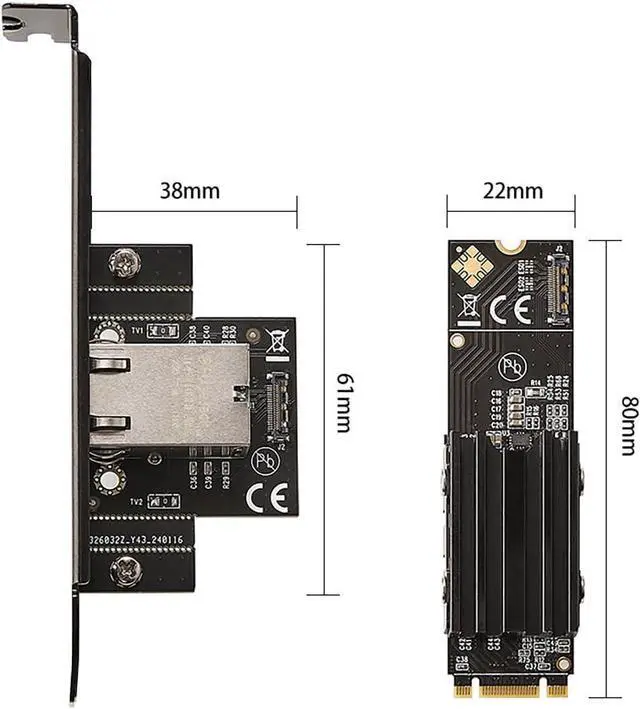 Alt view image 5 of 7 - IO-M2F113-GLAN M.2 B+M Key to 10G RJ45 Net Work Card Adapter Support Desktop, Servers, NAS Soft Routing