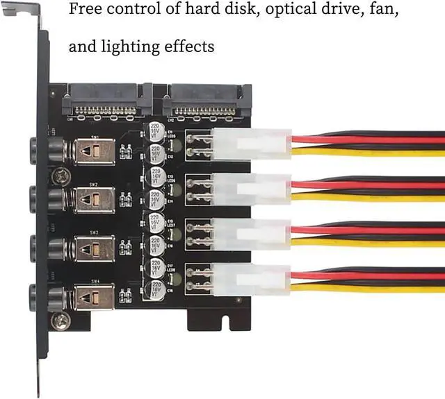 Alt view image 3 of 7 - PH3 Desktop Rear 4-Way Hard Disk Control Board Optical Drive Power Control Switch SATA Power Expansion Card