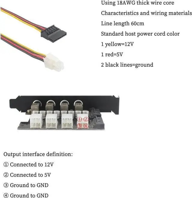 Alt view image 6 of 7 - PH3 Desktop Rear 4-Way Hard Disk Control Board Optical Drive Power Control Switch SATA Power Expansion Card