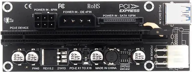 Alt view image 7 of 7 - PH40 Desktop PCIe x1 to x16 Riser Card External GPU Extension Adapter USB 3.1 High-Speed Data Transfer (Full Interface)