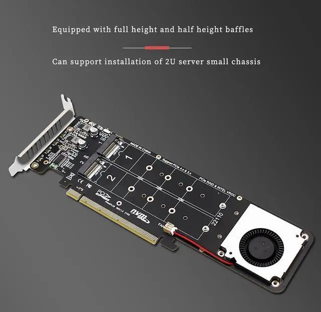 Alt view image 7 of 7 - PH44PLUS PCIe4.0 X16 to 4*M.2 M-Key NVME SSD RAID Expansion Adapter Split Card Support 2U Server