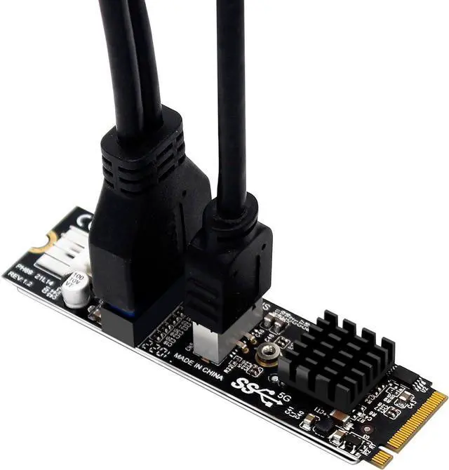 Alt view image 4 of 7 - PH69 M.2 MKEY PCIe to Front USB3.1 Type-E&C+19/20P Expansion Card with Small 4Pin Power Supply Interface