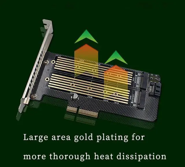 Alt view image 6 of 7 - PH39 Dual M.2 NVMe & NGFF SSD to PCIe Adapter 32Gbps /6Gbps Supports M-Key & B-Key B+M Key SSD Support X4 X8 X16 Slot