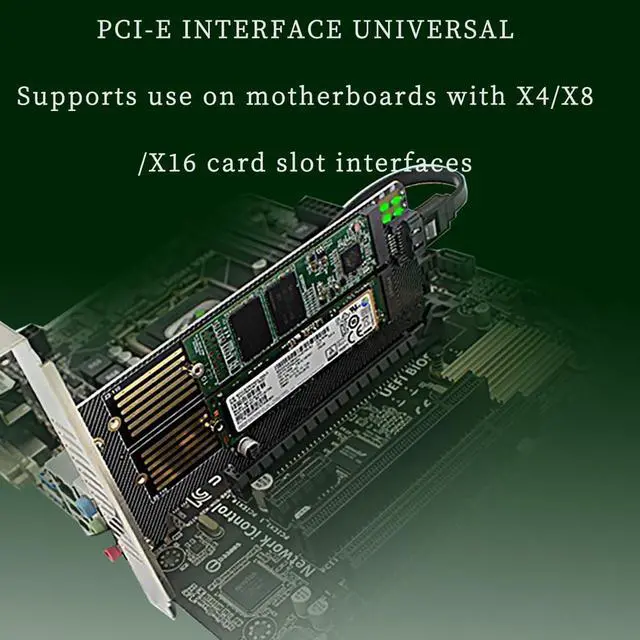 Alt view image 2 of 7 - PH39 Dual M.2 NVMe & NGFF SSD to PCIe Adapter 32Gbps /6Gbps Supports M-Key & B-Key B+M Key SSD Support X4 X8 X16 Slot