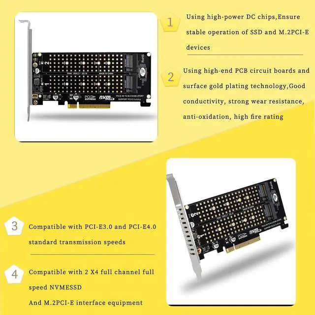 Alt view image 6 of 7 - PH45 Dual M.2 MKey Split Card PCIE4.0 X8 RAID Expansion Compatible with M.2 NVMe 2230 2242 2260 2280 22110 SSD