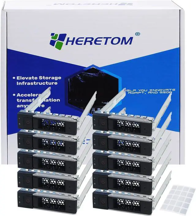 Main image of 10-Pack Hard Drive Tray Caddy 3.5 HDD SSD Caddy X7K8W 0X7K8W Hard Drive Bracket Compatible for D-ELL PowerEdge 16th/15th/14th Generation R440 R540 R640 R740 R750 R7525 R650 R660 R760 R760xs R7625 T560 - OEM