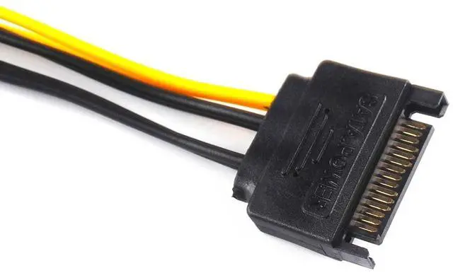 Alt view image 2 of 5 - 15 Pin SATA Male to 8 Pin (6+2 Pin) PCI-Express Female Video Card Power Adapter Cable, 20CM/8inch, 2 Pack