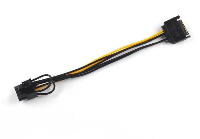 Alt view image 4 of 5 - 15 Pin SATA Male to 8 Pin (6+2 Pin) PCI-Express Female Video Card Power Adapter Cable, 20CM/8inch, 2 Pack