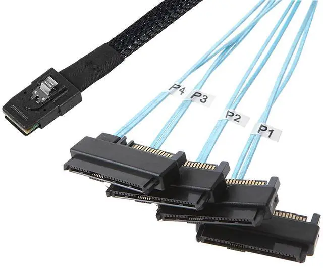 Main image of Heretom Mini SAS 36 SFF-8087 to (4) SFF-8482 Connectors with SATA Power, 1Meter/3.3ft, 2 Pack - OEM