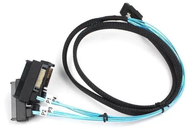Alt view image 5 of 5 - Heretom Mini SAS 36 SFF-8087 to (4) SFF-8482 Connectors with SATA Power, 1Meter/3.3ft, 2 Pack - OEM