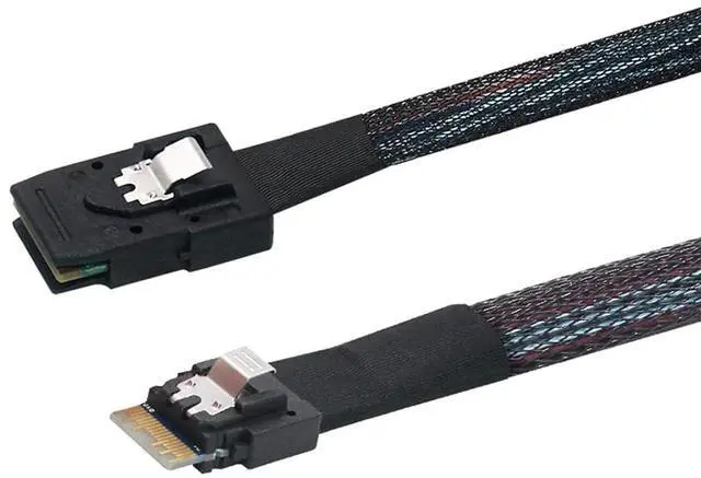 Alt view image 3 of 5 - Heretom 2PCS SFF-8654 to SFF-8087, Slim Line SAS 4.0 SFF-8654 4i 38 Pin Host to Mini SAS 4i SFF-8087 36 Pin Target Cable 1.6FT Black - OEM