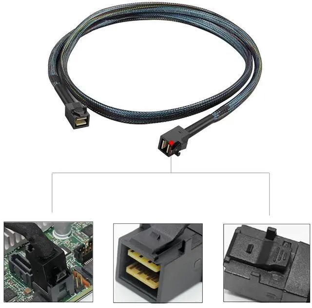 Alt view image 3 of 6 - Heretom 2 Pack Internal Mini SAS HD SFF-8643 to SFF-8643 Cable, Internal Mini SAS to Mini SAS Cable, 12Gbps, Compatible with RAID or PCI Express Controller(3.3FT/1M) - OEM