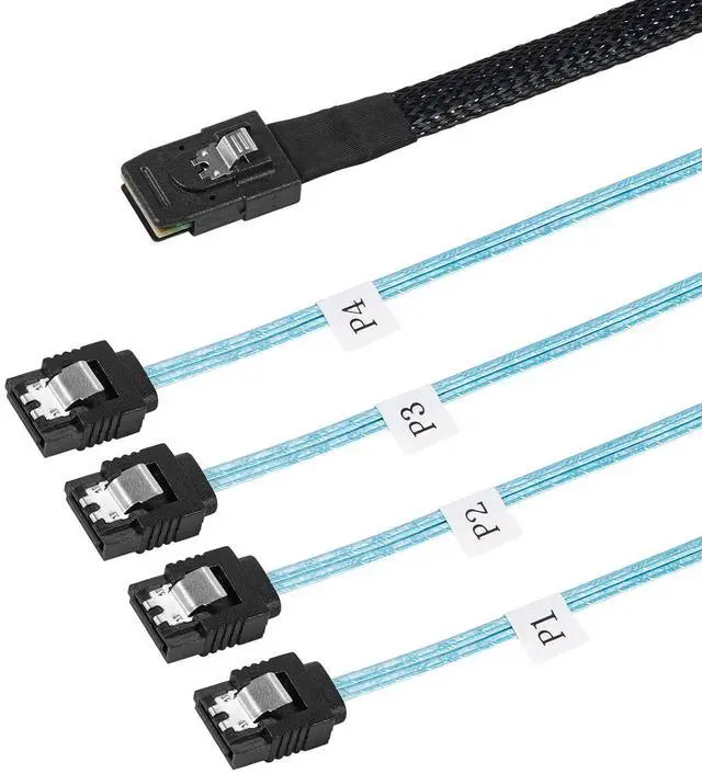 Main image of Heretom Mini SAS to SATA Cable 36 Pin SFF-8087 Host/Controller to 4 SATA 7 Pin Target/Backplane, 0.5M /1.6 FT, 2 PACK - OEM