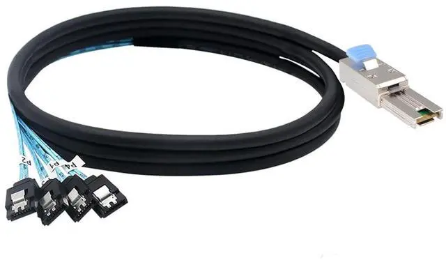 Alt view image 6 of 6 - Mini SAS 26P SFF 8088 Male to 4 SATA 4Pin Female 1M 3.3FTCable with Latch,Mini SAS Host/Controller to 4 SATA Target/Backplane - OEM