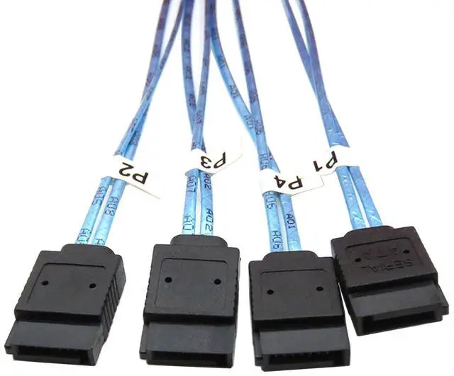 Alt view image 4 of 5 - Heretom SFF-8644 to 4 Sata 7 Pin Cable, External Mini SAS HD SFF-8644 to 4 Port SATA Cable, Hard Disk Data Server Raid Cable 1 Meter 3.2 FT - OEM