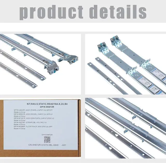 Alt view image 3 of 7 - 2U Static Rails Kit H872R 0H872R Compatible with D-ELL PowerEdge R510 R515 R520 R720 R720XD R820 R730 R730xd R830 R540 R540XD R740 R740XD R7415 R7425 PowerVault DL22000 - OEM