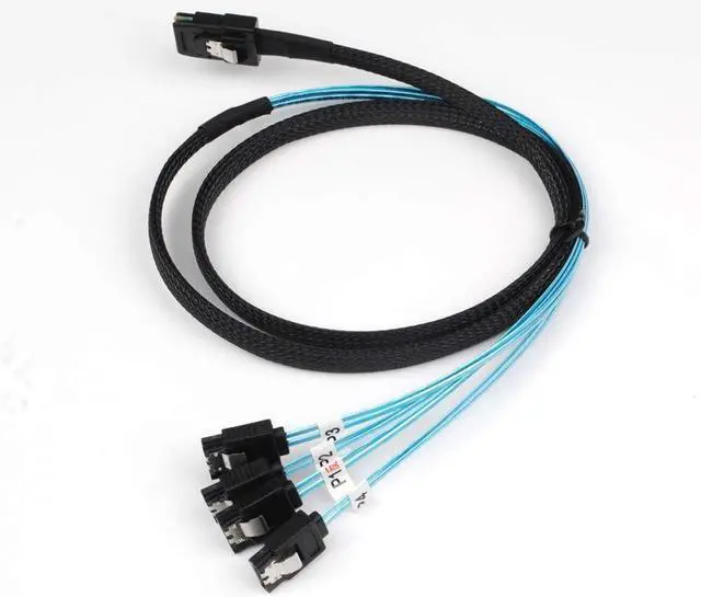 Alt view image 2 of 5 - Reversed Cable Mini SAS 36Pin SFF-8087 Male to 4 SATA 7Pin Female Cable, Mini SAS (Target) to 4 SATA (Host) Cable - OEM
