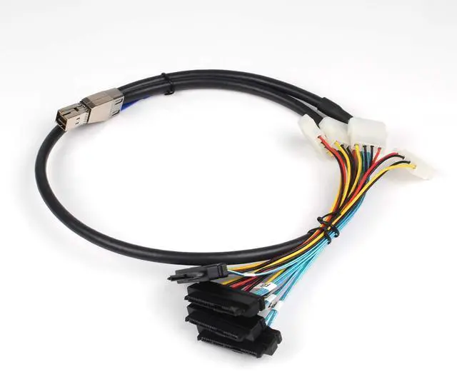 Alt view image 3 of 7 - Heretom 3.3FT Internal HD Mini SAS SFF-8644 to 4 x SFF-8482 Cable with IDE Power Cable