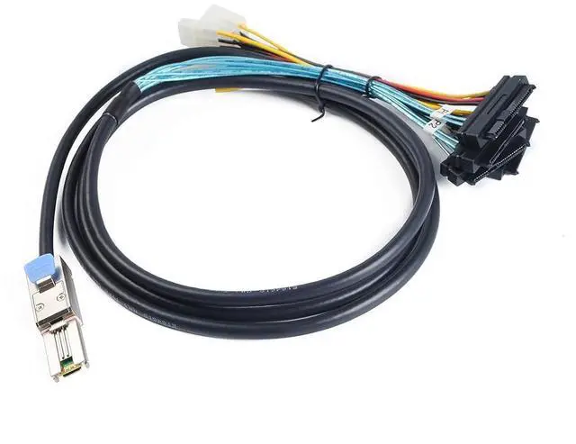 Alt view image 5 of 6 - Heretom Mini-SAS SFF-8088 26P to 4 X SAS SFF-8482 29 Pin with Power Cable 2 Meter 6.6FT - OEM