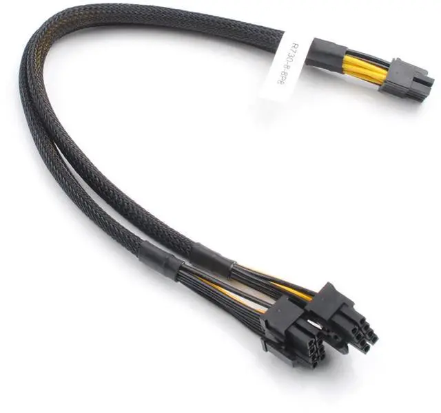 Main image of Power Cable 8pin to Dula 6+2pin Power Adapter Cable for D-ELL PowerEdge R530 R720 R720XD R730 R730XD T620 T630 T640 and NVIDIA Tesla GPU J30DG, Cable Length 35cm - OEM