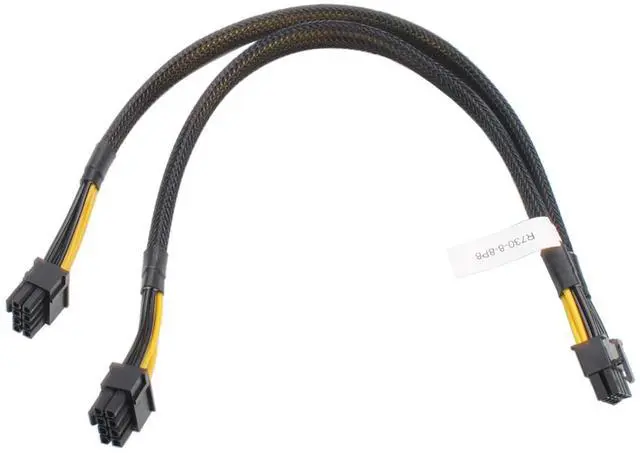 Alt view image 4 of 4 - Power Cable 8pin to Dula 6+2pin Power Adapter Cable for D-ELL PowerEdge R530 R720 R720XD R730 R730XD T620 T630 T640 and NVIDIA Tesla GPU J30DG, Cable Length 35cm - OEM