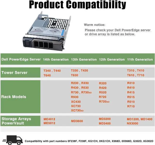 Alt view image 2 of 6 - 3.5" HDD Drive Tray Caddy 0KG1CH with 2.5 Adapter 9W8C4 for D-ELL R530 R630 R730 R930 T430 T630 R730XD MD1400 MD3400 Series 0KG1CH KG1CH - OEM