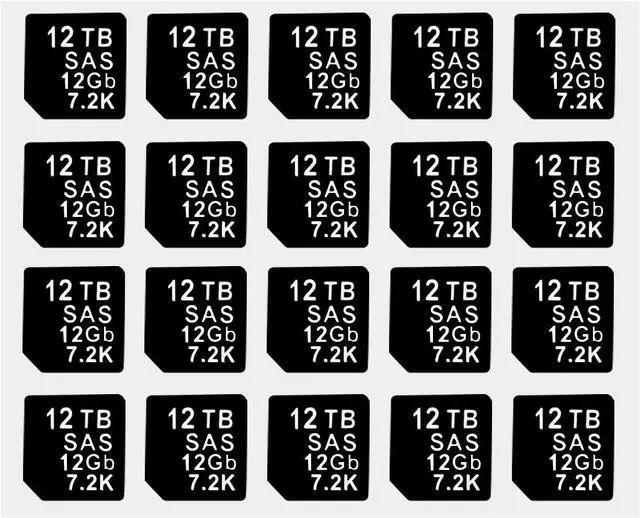 Main image of 20PCS Capacity Sticker Label for Hard Drive Tray Caddy DXD9H 0DXD9H X7K8W 0X7K8W, Compatible for D-ELL PowerEdge 16th-14th Gen r740 r640 r440 r340 r750 r650 r550 r760 r660 r6625, 12TB, SAS, 12GB, 7.2K - OEM