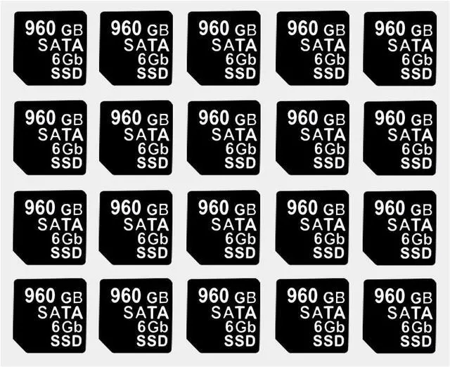 Main image of 20PCS Capacity Sticker Label for Hard Drive Tray Caddy DXD9H 0DXD9H X7K8W 0X7K8W, Compatible for D-ELL PowerEdge 16th-14th Gen r740 r640 r440 r340 r750 r650 r550 r760 r660 r6625, 960GB, SATA, 6GB, SSD - OEM