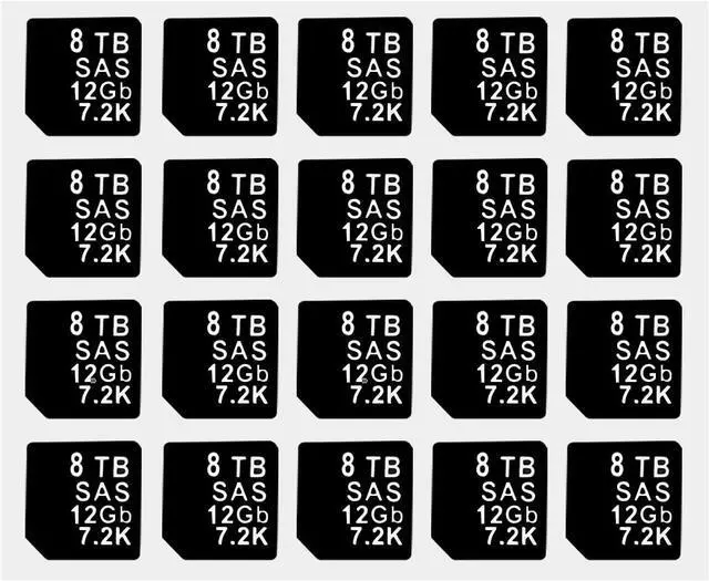 Main image of 20PCS Capacity Sticker Label for Hard Drive Tray Caddy DXD9H 0DXD9H X7K8W 0X7K8W, Compatible for D-ELL PowerEdge 16th-14th Gen r740 r640 r440 r340 r750 r650 r550 r760 r660 r6625, 8TB, SAS, 12GB, 7.2K - OEM