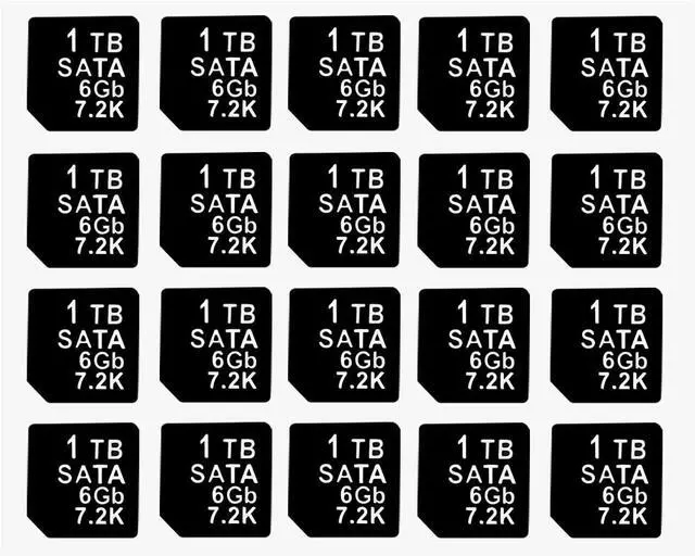 Main image of 20PCS Capacity Sticker Label for Hard Drive Tray Caddy DXD9H 0DXD9H X7K8W 0X7K8W, Compatible for D-ELL PowerEdge 16th-14th Gen r740 r640 r440 r340 r750 r650 r550 r760 r660 r6625, 1TB, SATA, 6GB, 7.2K - OEM