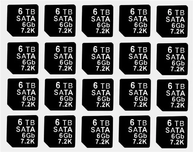 Main image of 20PCS Capacity Sticker Label for Hard Drive Tray Caddy DXD9H 0DXD9H X7K8W 0X7K8W, Compatible for D-ELL PowerEdge 16th-14th Gen r740 r640 r440 r340 r750 r650 r550 r760 r660 r6625, 6TB, SATA, 6GB, 7.2K - OEM