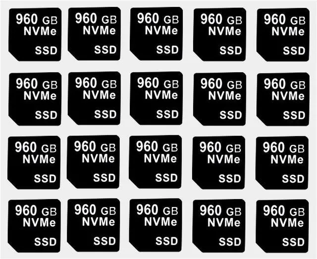 Main image of 20PCS Capacity Sticker Label for Hard Drive Tray Caddy DXD9H 0DXD9H X7K8W 0X7K8W, Compatible with D-ELL PowerEdge 16th-14th Gen r740 r640 r440 r340 r750 r650 r550 r760 r660 r6625, 960GB, NVME, SSD - OEM
