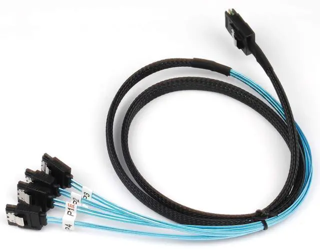 Alt view image 2 of 6 - 2PCS Reversed Cable Mini SAS 36Pin SFF-8087 Male to 4 SATA 7Pin Female Cable, Mini SAS (Target) to 4 SATA (Host) Cable - OEM