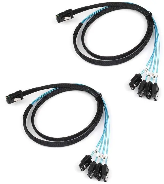 Main image of 2PCS Reversed Cable Mini SAS 36Pin SFF-8087 Male to 4 SATA 7Pin Female Cable, Mini SAS (Target) to 4 SATA (Host) Cable - OEM