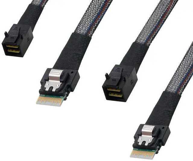 Main image of Heretom 2PCS SFF-8654 to SFF-8643 Cable, Slim SAS SFF-8654 4i 38pin Host to Mini SAS HD SFF-8643 36pin Target Cable 1.5 FT - OEM