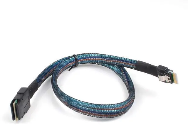 Alt view image 2 of 5 - Heretom SFF-8654 to SFF-8087, Slim Line SAS 4.0 SFF-8654 4i 38 Pin Host to Mini SAS 4i SFF-8087 36 Pin Target Cable 1.6FT Black - OEM