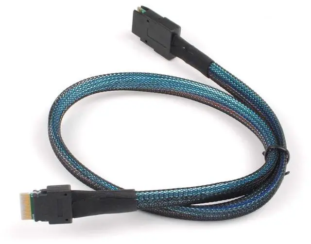 Alt view image 4 of 5 - Heretom SFF-8654 to SFF-8087, Slim Line SAS 4.0 SFF-8654 4i 38 Pin Host to Mini SAS 4i SFF-8087 36 Pin Target Cable 1.6FT Black - OEM