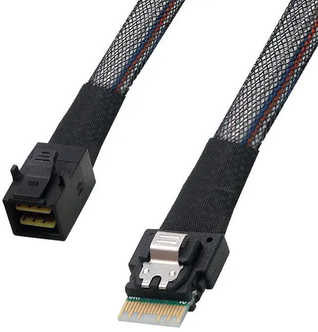 Main image of Heretom SFF-8654 to SFF-8643 Cable, Slim SAS SFF-8654 4i 38pin Host to Mini SAS HD SFF-8643 36pin Target Cable 1.5 FT - OEM
