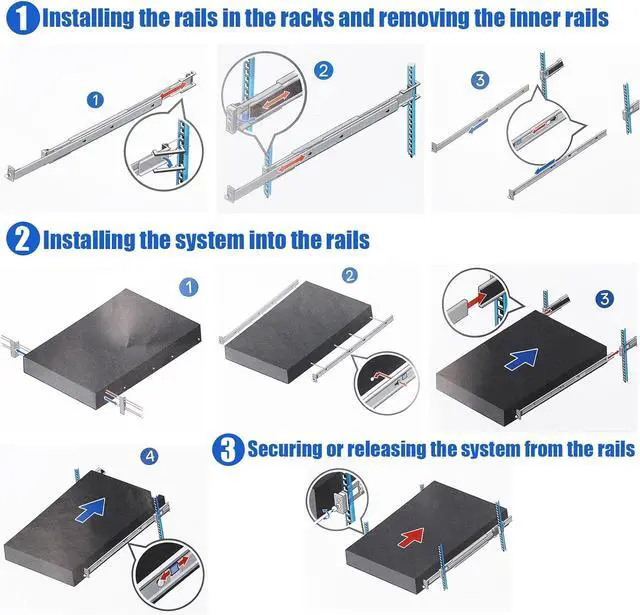 Alt view image 4 of 5 - 2U Dynamic Sliding Rails Kit CCY73 T4Y2K Compatible with D-ELL R540 R740 R740XD XE2420 - OEM